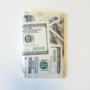 Trifold Faux Leather Wallet Money 100 Dollar Bill